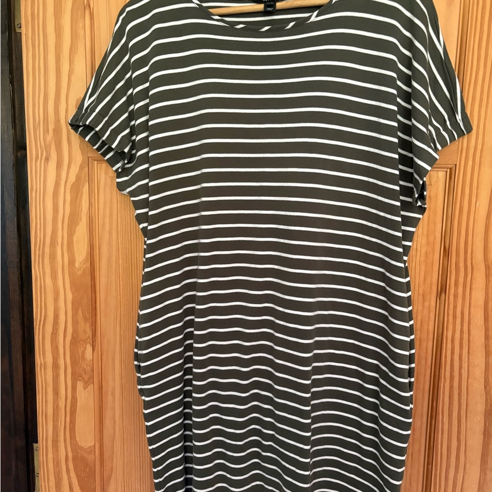 RW & CO Striped Green and White Dress